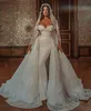 Bling Bling Sexy Meerjungfrau Brautkleider Pailletten Überröcke Trompete Brautkleider Schulterfrei Plus Size Hochzeitskleid Naher Osten5323503