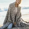Coperte Coperta in mezza lana di pecora lavorata a maglia leopardata in peluche Dream2410
