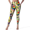 Leggings femininas tropicais pássaros imprimir calças de yoga sexy folhas verdes impressas cintura alta correndo leggins feminino casual elástico esporte legging