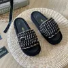 designer sandels women Woven Slippers Summer Leather Chain Sandels Soft Thick Soles fisherman hemp rope Slippers Best Quality Same Style for Women's slides Outwear