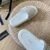 designer sandels women Woven Slippers Summer Leather Chain Sandels Soft Thick Soles fisherman hemp rope Slippers Best Quality Same Style for Women's slides Outwear