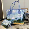 designväska ryggsäck tygväska duffle påsar unisex hangbag gogh oljemålning par totes unisex yttre lyx axelväskor kvinnor män ryggsäck