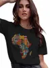 Damen-T-Shirt, Damen-T-Shirt, Cartoon-Afrika-Druck, übergroßes T-Shirt für Damen, kurze Ärmel, Harajuku, Fe-Ropa-Jer-Kleidung, einfaches T-Shirt für Damen 240311