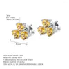 Stud Earrings GEM'S BALLET 1.43Ct Natural Citrine Heart Gemstone For Women Fine Jewelry 925 Sterling Silver Clover