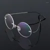 Fashion Sunglasses Frames Retro Round Titanium Glasses Frame Men Metal Rimless Super Light Myopia Nerd Screwless Eyewear1282O