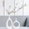Vaso de flores criativo moderno e branco de cerâmica, decoração para casa, vasos para decoração de casamento, estatuetas de porcelana, decoração de armário de tv3060