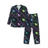 Vêtements de nuit pour hommes Animal Word Art Pyjamas Ensemble Automne Caniche miniature Kawaii Home Man 2 pièces Casual Oversize Design Vêtements de nuit Idée cadeau