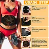 EMS Muscle Stimulator Toner Electric Smart Abdominal Massage Belt Waist Slimming Body Massager Fitness Shaping USB Recharge 240220