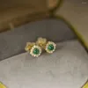 Stud Earrings ROXI S925 Emerald Green Color Zircon Earring For Women Pendientes Plata 925 Piercing Wedding Party Jewelry