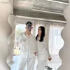 Женские дизайнерские пижамы для пар, мужские пижамы с длинными рукавами из ледяного шелка, весенне-осенний комплект, повседневная домашняя одежда в стиле Instagram ZUKL NY5G