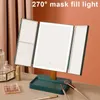 72 LED Light Vanity Mirror 1/2/3x powiększenie kosmetyczne 3 składane lusterka makijażu 270 Rotacja stolika do stolika Dimmer 240219