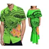 Feestjurken Polynesische Zomer Paar Hawaii Vrouwen Sexy Fishtail Jurk Samoa Mannen Wave Shirt Lotusblad Zoom Vloer Zachte Lange Rok