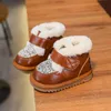 Winter Girls Cotton Shoes 1-2 Year Old Baby Snow Boots Mens Plush Thickened Walking Shoes Non Slip Soft Sole Boots 240229