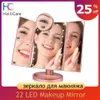22 светодиодных зеркала для макияжа с сенсорным экраном 1X 2X 3X 10X Увеличительные зеркала 4 в 1 Тройное настольное зеркало с подсветкой Инструмент для красоты и здоровья Y2001290O