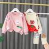 服のセット春秋の女の赤ちゃんセット子供漫画ベアTシャツパンツ2PC