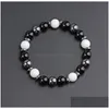 Perlé à la main 8mm brins de pierre en acier inoxydable bracelets de charme pour femmes hommes fête club mode bijoux élastiques livraison directe Dhhjk