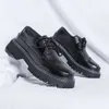 British Style Platform Shoes Black Vintage Shoes Man's Work Clothes and Large Toe Shoes Mans Anti-Slip Wearable Shoes Platforms 240307