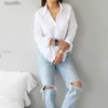 Women's T-Shirt Long Sle Ladies Tops Blouses Office Elegant Button Casual Cotton White Shirt Women Turn-down Collar Loose Blouse Women 3496 240311