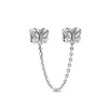 925 Srebrna moda cyrkon gorąca sprzedaż łańcucha bezpieczeństwa korony motyla wisiewana bransoletka wisiorka damska biżuteria