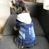 Hundkläder för små hundar franska bulldog denimjacka chihuahua jeans rock huva väst för mops katt husdjur dräkt s-4xl t200710281m