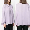 Blouses Femmes 2024 Printemps Haut Fin Femmes Mode Soie Longue Lanterne Manches Blouse Élégante Dame OL Tout Match Simple Boutonnage Col Polo