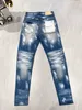 Purple Brand Jeans American High Street Colorful Blue Paint Jeans