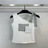 24 T-shirt da donna firmate Top firmati con lettere T-shirt in jersey di cotone ricamato Ragazze Milan Runway Crop Top Designer di marca Pullover Outwear Camicie Canotta Canotta