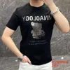 2024 Summer Nowy krótki rękaw T-shirt Męska okrągła szyja Top Slim Fit Hot Diamond Bear Silk Bawełniany czarny ubrania Trendy Instagram