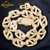 مرحبًا Hip Hop 20mm Baguette Zircon chain Men Hiphop Necklace Icy iccy Zircon Gold Color Swice Copper Charm Mashing Jewelry for gif