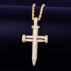 Pendant Necklaces Mens Nail shape cross Pendant Necklace With Rope Chain Cubic Zirconia Hip hop Street Rock Jewelry L240311