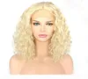 150 Densitet Ash Blonde Human Hair Wigs Kinky Curly Full Lace Human Hair Wig Virgin European Spets Front Wig For Women Color 6133327063