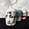 Bougeoirs en céramique faits à la main, pot de bougies d'encens, visage de fille, lèvres rouges, tasse de nuage, salon, étude, ornements de décoration de maison, artisanat 350x