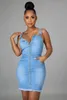 Casual Dresses Denim Skater Dress Sexy Women Spaghetti Strap Bodycon Blue Jeans Pencil Vestidos