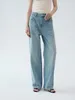 Женские джинсы 2024, весенние женские широкие брюки с высокой талией, повседневные женские прямые свободные джинсовые длинные брюки на молнии