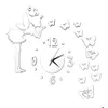 Wall Clocks Fairy Girl Letter Love Sticker Diy Needle Quartz Wall Clocks For Home Living Room Modern Minimalist Clock 3D Mirror Clock1 Dhixp