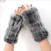 Femmes 100% véritable tricoté Rex fourrure de lapin hiver sans doigts chaud doux gants mitaines bras manches 201021228U