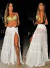 Сексуальные два однотонных длинных платья, подходящие для женских летних укороченных топов и мини-лыжной одежды, пляжная одежда без бретелек, белое платье 240311