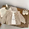 INS Primavera y otoño Infantes 03 años Niña Bebé Moda Cuello con volantes Abrigo de punto Pequeño cárdigan Suéter Top 240301