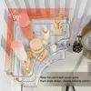 Hooks 2-Tier Bathroom Shelf Corner Countertop Storage Clear Vanity Tray Space Saving Makeup Organizer Kitchen Spice Rack