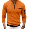 T-shirt à manches longues pour hommes, chemise classique décontractée, couleur unie, revers, coupe cintrée, confortable et doux, 240305