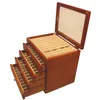 Houten pennendisplay opbergkoffer, 50 pennen, capaciteit, fonteincollector, organizerbox met transparant venster