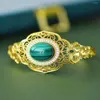 Bileklik gerginlik montajı altın hetian jade kadın bilezikleri ayarlanabilir metal vintage mücevher lüks