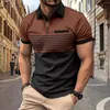 رجال Polos Summer Summer Stirt-T-Shirt Flocking 3D Digital Digital Printed Polo Shirt Business طية طية صدرية قصيرة