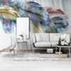 Large 3D Wallpaper Mural Custom Nordic Modern Color Feather TV Sofa Background Wallpaper Mural294f