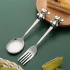 Servis uppsättningar Family Travel Camping Cutery Modern Simplicity Reanvändbar sked Set Dessert Cake Tools Fashion Kitchen