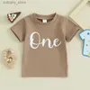 T-shirty 1st Baby Boys T-shirt T-shirt z krótkim rękawem litery Crewneck One Print Tees koszulka niemowlę letnie ubrania L240311