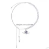 Anhänger Halsketten Lila Kristall Herzform Universum Halskette Für Frauen Exquisite Perle String Perlen Kette Choker Drop Lieferung Dhjlb