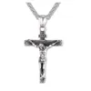 Pendant Necklaces Vintage Christian Amulet Religious Jesus Cross Necklace Crucifix Handsome Men Stainless Steel Chain Jewelry