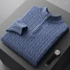 Men's Sweaters Autumn And Winter Merino Cashmere Sweater Padded Twist Top Zipper Collar Bottoming Shirt Plus Size Knit Pullover