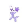 Keychains Cute Jelly Balloon Dog Keychain Pendant With Colorful Five-pointed Star Cartoon Puppy
